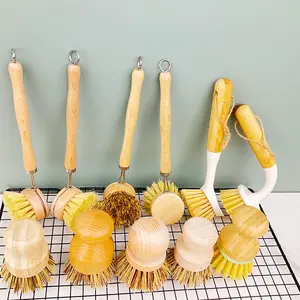 Natural Kitchen Cleaning Brush Set 6-teilige Holz bürste mit Luffa-Reinigungs tüchern Set für Geschirr flasche Cookwares Scrub