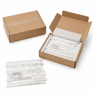 Carrelage en mosaïque linéaire en marbre blanc, carrelage mural en mosaïque de marbre naturel, carrelage de crédence en marbre blanc de luxe - Product Image 6