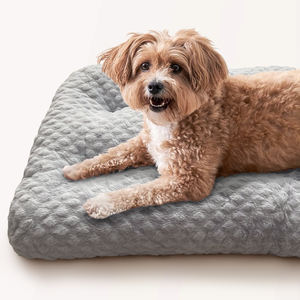 Recién llegado, diseño de rejilla en relieve, piel de conejo de imitación gris, cojín esponjoso para mascotas, cama para perros y gatos - Product Image 6