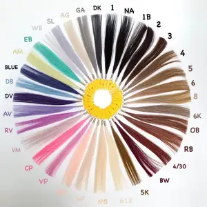 Cor do cabelo humano amostras de cor anel 100% cabelo humano para o processo de fábrica direta cor gráfico extensão do cabelo uso salão