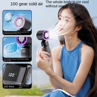 Ventilateur portable pliable à suspendre au cou avec batterie de 4000 mAh, affichage numérique haute vitesse, grande puissance de ventilation et fonction de compresse froide