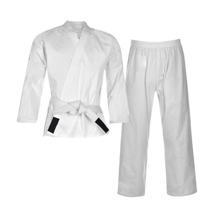 Uniforme de Karate Blanco, 100% Algodón, Transpirable, Unisex para Adultos, Ropa de Entrenamiento de Artes Marciales, Corte Regular, Teñido Liso - Product Image 1