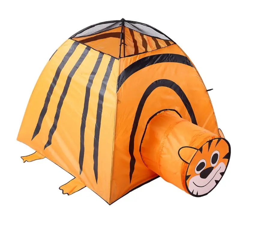 Tente pliable en forme de tigre avec Tunnel, maison de jeu pour enfants, dessin animé amusant