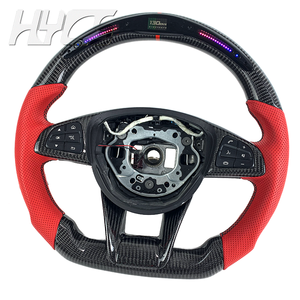 Volant intérieur de voiture en fibre de carbone LED en cuir personnalisé pour <span class=keywords><strong>Mercedes</strong></span>-benz GLC GLE450 C63 C450 E63 W204 W205 W213 - Product Image 2