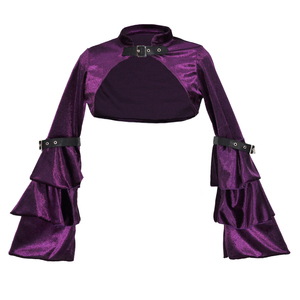 Chemise steampunk noire courte à manches longues évasées pour <span class=keywords><strong>femme</strong></span>, boléro gothique victorien, chemise vintage gothique punk, accessoires de costume corset - Product Image 4