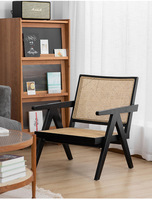 Fauteuil en bois massif de haute qualité, design en rotin, fauteuil de salon, fauteuil de café, fauteuil de salon