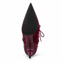Bottines noires à talon aiguille et bout pointu pour femmes, à lacets, vente en gros, logo personnalisé, faible MOQ, OEM ODM, usine B2B