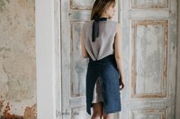 Tablier à bavette en lin classique de couleur personnalisée avec poches uniforme de cuisine en lin doux pour femmes hommes pour l'utilisation en salon