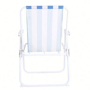 Chaise de camping et de plage pliante en métal et tissu, ultralégère, portable, à rayures bleues, à montage facile, avec ressorts, fabrication OEM, prix abordable - Product Image 4