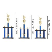 Trophée sportif en plastique à 3 colonnes avec base en bois pour compétition moto RZ14