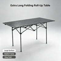 Tragbarer Extra Langer Klappbarer Metall-Eierrolltisch für Outdoor-Camping, Picknick, Familie & Kommerziellen Nachtmarktgebrauch