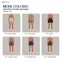 Combinaison de sport Dingtai Color Block en nylon brossé et élasthanne, une pièce, sans manches, pour yoga et fitness