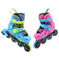 Patins à roulettes en ligne réglables pour enfants, utilisation en extérieur et en intérieur, avec roues en PU, design de chaussures lumineuses