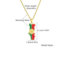 Collier pendentif en acier inoxydable imperméable avec drapeaux de la carte du Portugal, bijoux de mode en gros pour femmes et hommes, vente en gros 2025