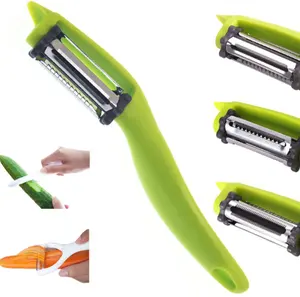 Easy to Hold Rotatable Green 3 in 1 Peeler with Standard, Serrated and Peeler for Vegetable, Carrot and Fruit.