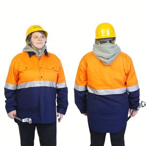 Vêtements de sécurité d'hiver imperméables pour travailleurs Manteau mécanique pour hommes Veste en tissu réfléchissant de construction personnalisée haute visibilité - Product Image 2