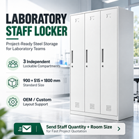 Casier en acier sur mesure avec 2, 3, 4 ou 6 compartiments pour vestiaires de personnel de laboratoire, avec options de taille et de couleur OEM
