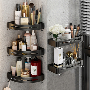Pano.V Aluminum Waterproof Punch-free Bathroom <b>Shelves</b> Washroom <b>Corner</b> Rack <b>Shelf</b> with Hook Multi-Tier - Product Image 5