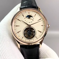 Montre homme tourbillon phase de lune, aiguilles lumineuses, verre saphir, boîtier or rose, automatique, édition limitée, 50 bars d'étanchéité