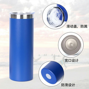 Stainless Steel Insulated Mug 20oz Slim Straight Cylinder Travel Cup With Slide Lid And Wide Mouth Design - Product Image 1