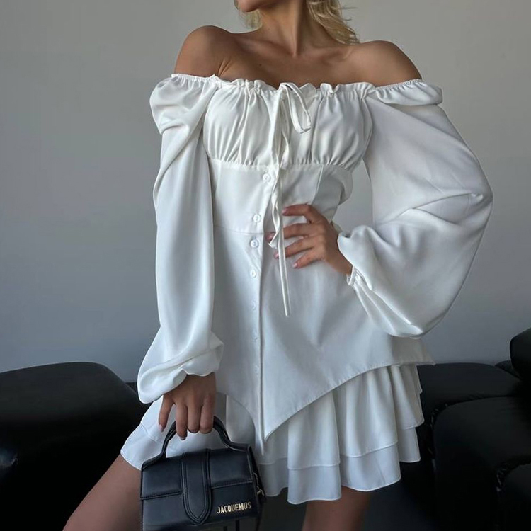 Wholesale Short White Lace Dress Long Sleeves Woven Fabric For Durability |  Alibaba.com