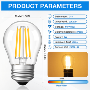 <span class=keywords><strong>Ampoule</strong></span> <span class=keywords><strong>LED</strong></span> en verre transparent de style décoratif 110V 220V E14/E26/E27 Lumière chaude <span class=keywords><strong>LED</strong></span> <span class=keywords><strong>Filament</strong></span> Vintage Lumière de bougie Haute luminosité - Product Image 3