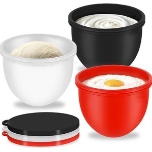 Ensemble de bols mélangeurs en silicone rouge avec couvercle pour batteur sur socle et levage de pâte - Product Image 5