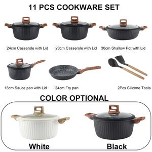 Ensemble <span class=keywords><strong>de</strong></span> 11 ustensiles <span class=keywords><strong>de</strong></span> cuisine antiadhésifs avec revêtement en granit, comprenant une casserole peu profonde - Product Image 3