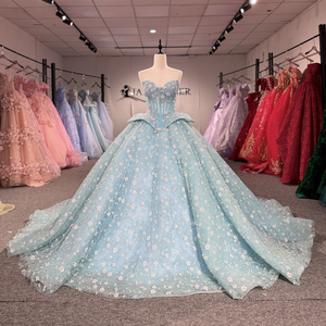 Jancember 8567 Vestido <span class=keywords><strong>de</strong></span> <span class=keywords><strong>Quinceañera</strong></span> <span class=keywords><strong>de</strong></span> Lujo Color Aqua sin Tirantes para Chicas <span class=keywords><strong>de</strong></span> 16 Años - Product Image 1