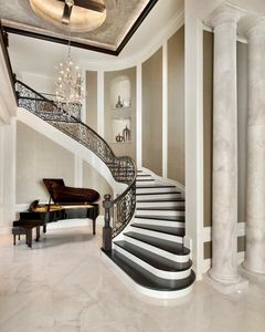 Foshan moderne intérieur Double hélice ronde <span class=keywords><strong>escalier</strong></span> en colimaçon économique avec garde-corps en verre pour appartement décoratif métal fer acier - Product Image 4