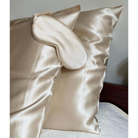 Ensemble personnalisé de taie d'oreiller et chouchou en satin de soie de mûrier 100% pure 6A 22mm avec fermeture éclair