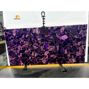 Tự nhiên tím pha lê thạch anh tím mờ đá Backlit thiết kế khách sạn bàn tiếp tân - Product Image 5