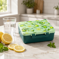 Boîte à lunch personnalisée réutilisable avec trois compartiments et couvercle, récipient alimentaire portable, boîte bento
