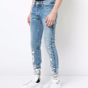 Custom Guangzhou Wholesale Branded New Style Designer High Quality Slim Fit <b>Spray</b> Paint Selvedge Men's Fashion Denim Jeans Men - Product Image 5