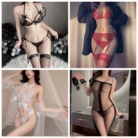 Penjualan laris Set Lingerie seksi wanita pakaian dalam seksi renda erotis Hari Valentine v dalam ketat baju fiting kain sifon Shapewear