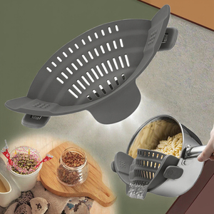 Passoire à clipser en silicone pour bord de casserole, filtre anti-déversement à large ouverture pour nouilles et résidus alimentaires, égouttoir polyvalent pour fruits et légumes - Product Image 5