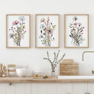 Boho hoa thực vật Áp phích vải đóng khung tranh in hình ảnh hiện đại trang trí tường nghệ thuật với khung
