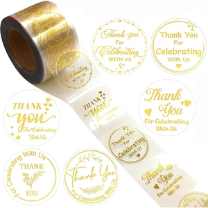 Adesivi Sigillanti Trasparenti Impermeabili Fustellati Personalizzati con Logo Stampato, Etichette per Imballaggio in Lamina d'Oro Trasparente - Product Image 2