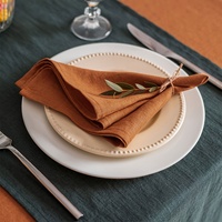 Serviettes en coton et lin classiques personnalisées, faites à la main, pour la cuisine, la maison, l'avion, blanches, unies, pour mariage