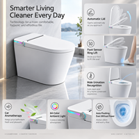 WC intelligent avec lumière d'ambiance colorée, couvercle à ouverture automatique, capteur de pied, chasse d'eau automatique, siège chauffant, séchoir à air chaud et fermeture automatique par capteur