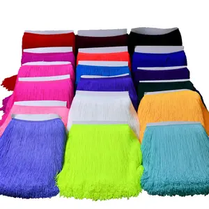 Hot Sale 30CM 12Inch Washable Silky Long Polyester Tassel Fringe For Dancing Dress