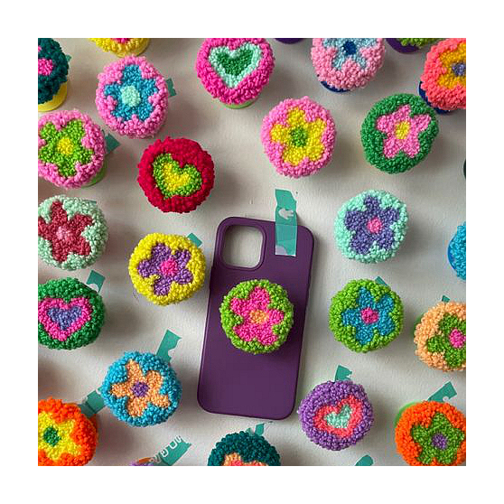 Customised Handmade Soft Flower Shaped Phone Holder Popping Socket With Logo Custom Phone Grip