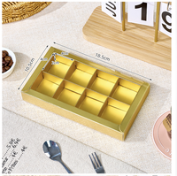Boîte cadeau de luxe pour chocolats avec couvercle coulissant transparent, base dorée, ensembles de bonbons avec options de 2, 4, 6, 8 ou 12 compartiments