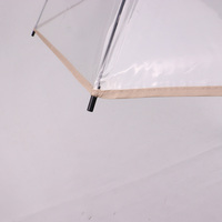Parapluie transparent POE à poignée courbée, résistant au vent et aux UV, avec logo personnalisé et sangles de fixation