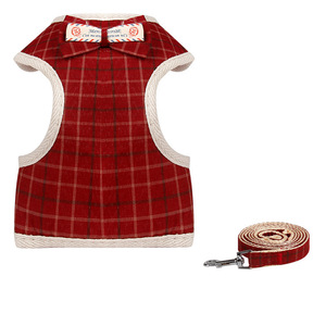 नई प्लेड गैर-रिट्रेटेबल पालतू पट्टा और हार्नेस सेट बनियान-शैली बिल्लियों और कुत्तों के लिए सभी मौसमों पालतू परिधान थोक - Product Image 3