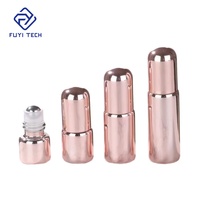 Flacon roll-on de luxe en verre rose doré vide pour huiles essentielles et parfums, 1ml 2ml 3ml 5ml, avec capuchon rose, lot de 100 pièces