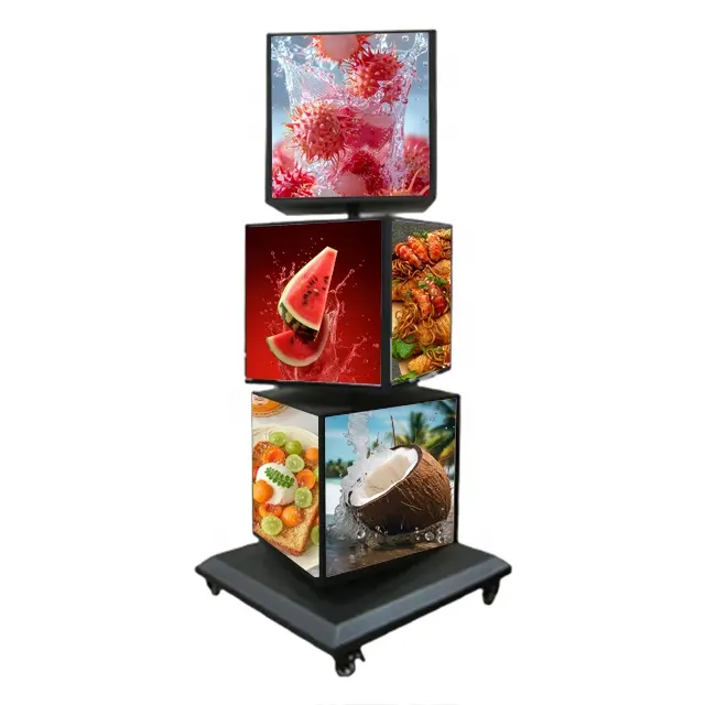 Outdoor Waterproof Billboard Vertical Rotating Led Menu Stereoscopic Light Box Poster Frame Display Acrylic Rotating Lightbox