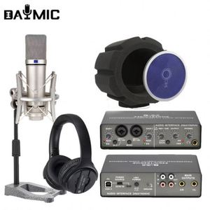 Interface audio de studio, moniteur d'enregistrement, microphone, casque, carte son domestique, kit d'équipement pour chant et diffusion - Product Image 4