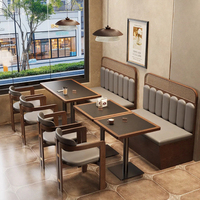 Ensemble de sièges de style café vintage, canapé mural, table et chaises en bois massif pour café et restaurant occidental