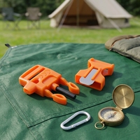 Bracelet de survie en paracorde personnalisé avec logo, multi-outils, boucle en plastique, allume-feu, sifflet, équipement de plein air, OEM complet